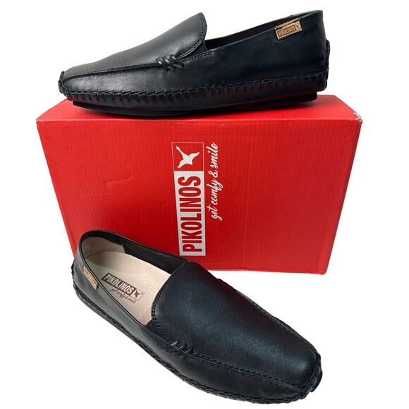 Pikolinos Moccasin Loafer Jerez Slip On Flat Casual Women's EU38 Leather Black - Picture 1 of 10